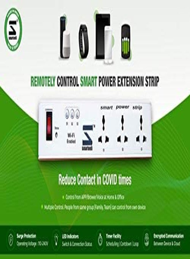 Smarteefi WiFi Smart Power Extension 3 socket smart plugs, Guaranteed Schedules works without internet also, manual switch for individual socket, Compatible with Alexa/Google Home, 1Year Warranty (V3) - Image 2